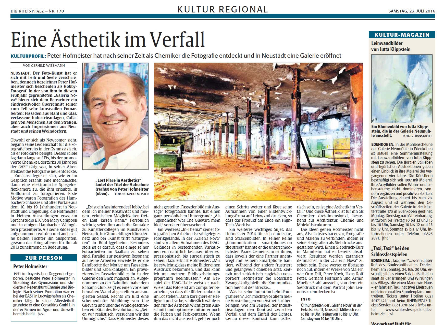 Kultur Regional Rheinpfalz, 23.07.2016